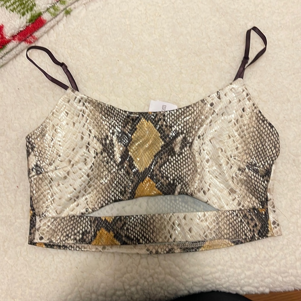 Snakeskin cropped tank with cutout